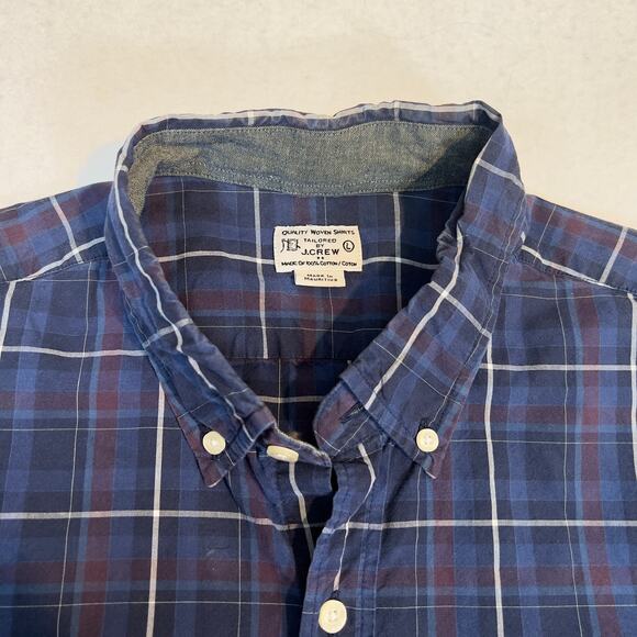 J. Crew Factory Button Down Shirt Men L Plaid Long Sleeve Light Weight Woven - Picture 3 of 10